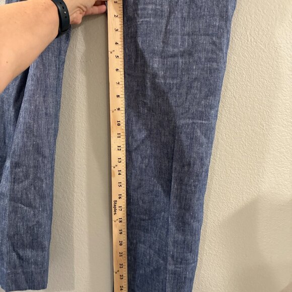 Veronica Beard Aubrie Cropped Wide-Leg Pant Blue Linen High-Rise Pant size 2 - Picture 7 of 7